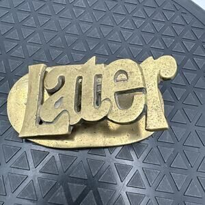 Vintage Mid Century Brass “Later”Paperweight Desk Organizer Clip